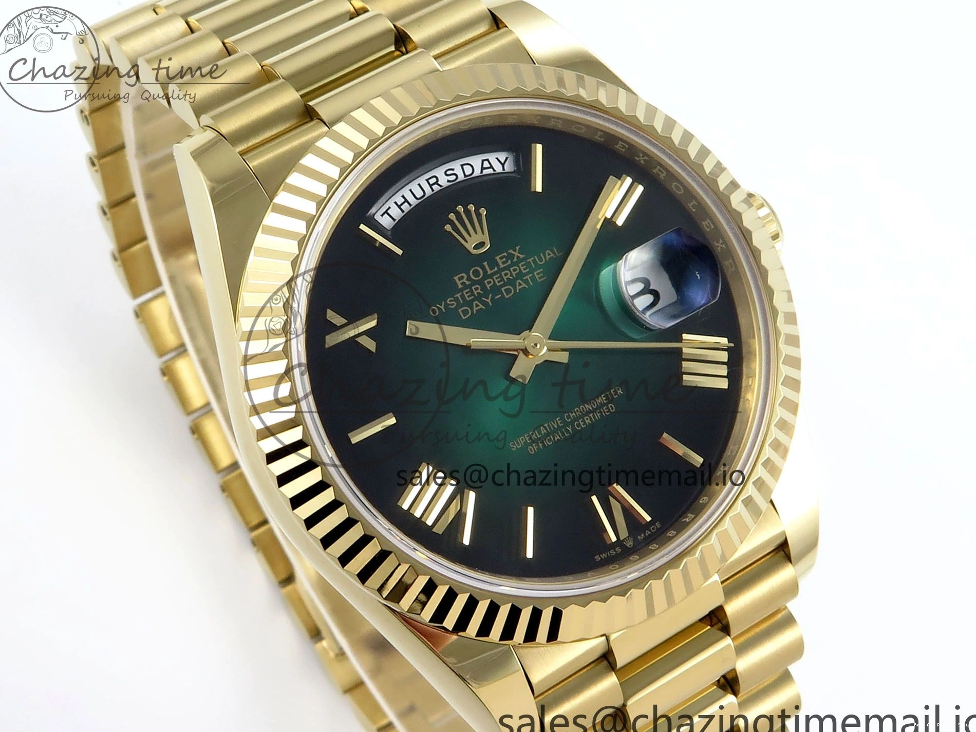 Best AAA Replica Sites Green Weight) 803 1:1 on Edition Effortless Bracelet 228238 (Gain Ombre Date President Noob Day 40 YG A2836 Roman Dial Best 1226